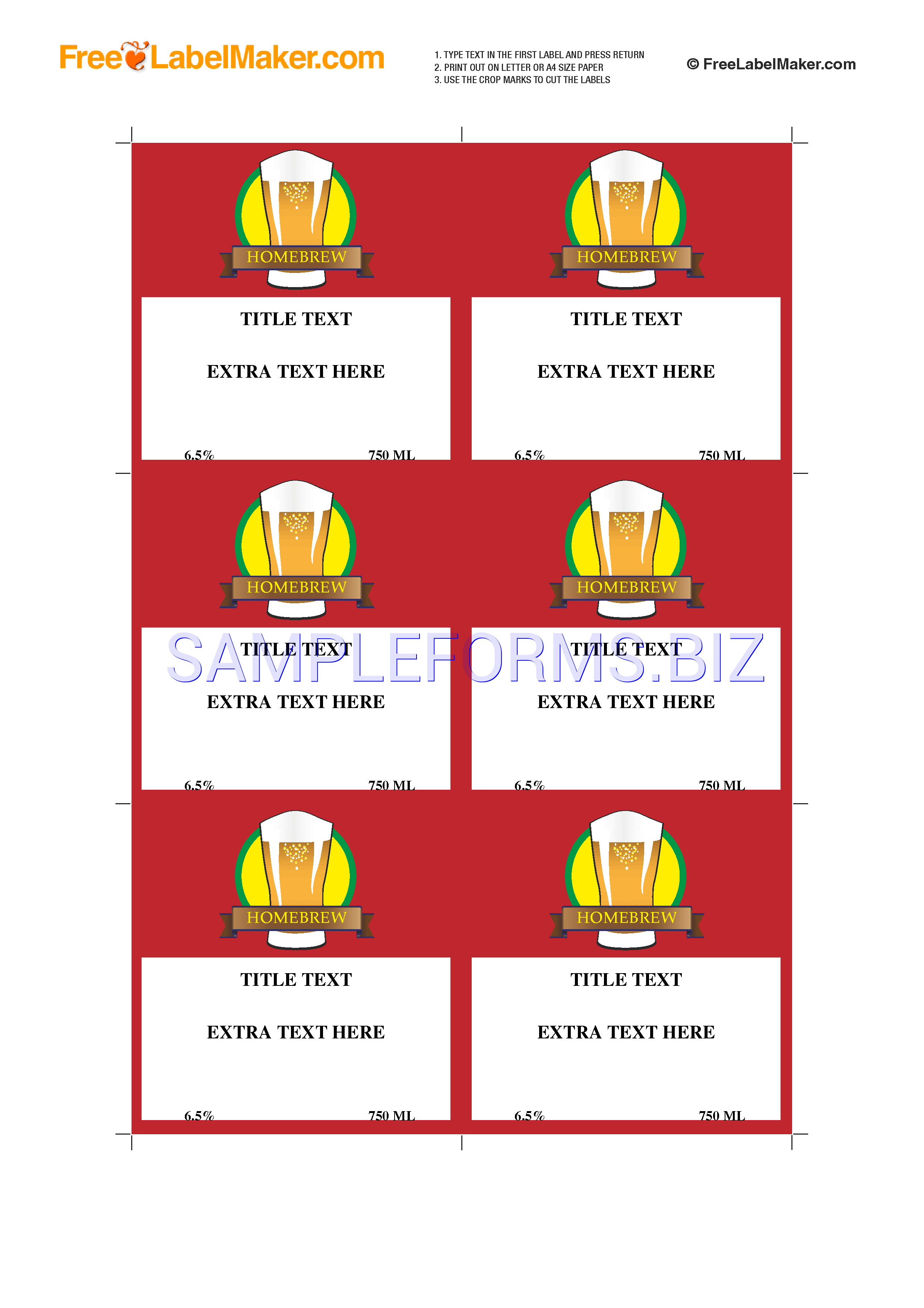 Preview free downloadable Beer Label Template 2 in PDF (page 1)